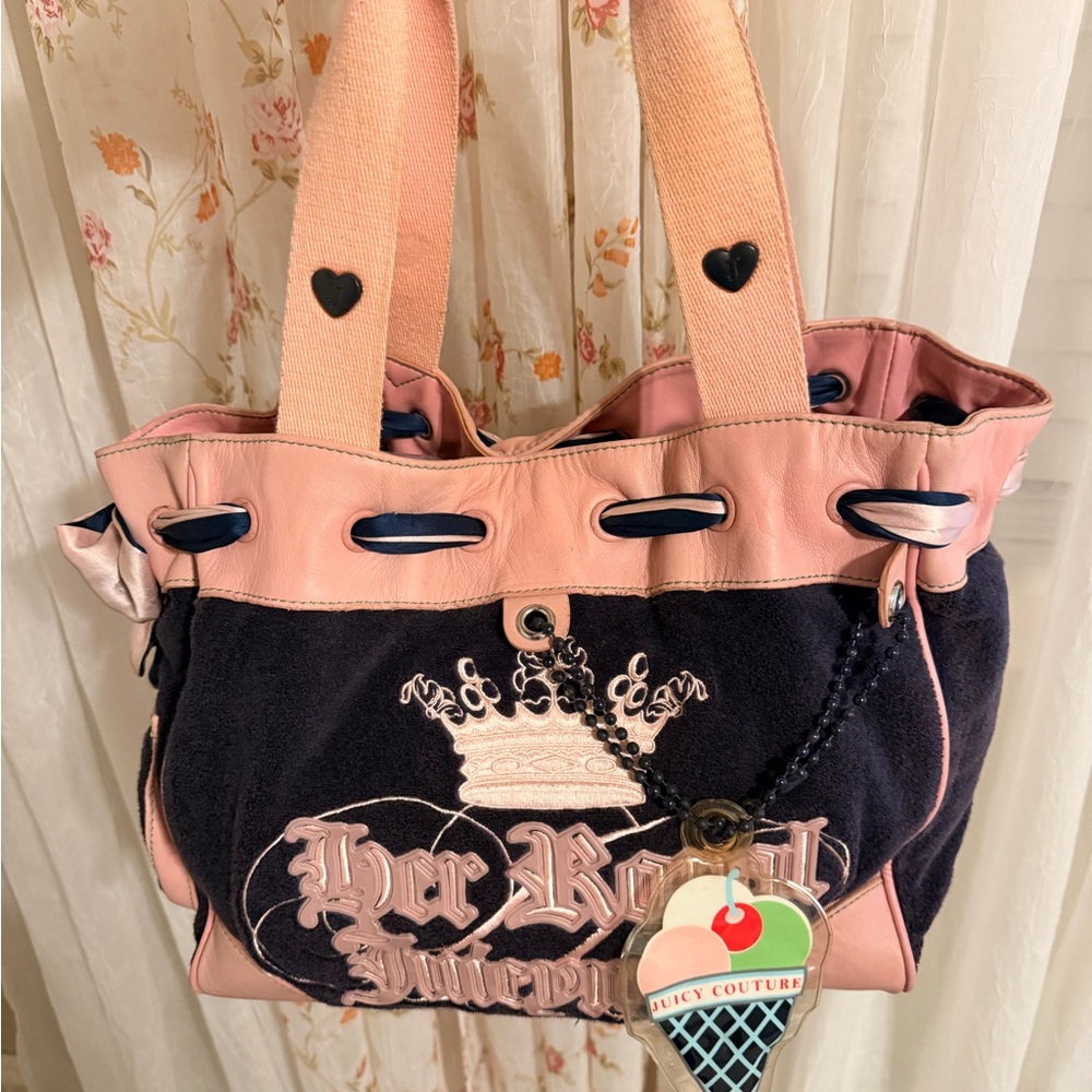 Juicy Couture Pink and Navy her Royal Juicyness daydream Bag